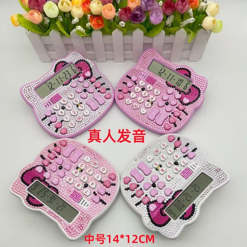 KT Cat Diamond Calculator Pink Cute Cartoon Sticker