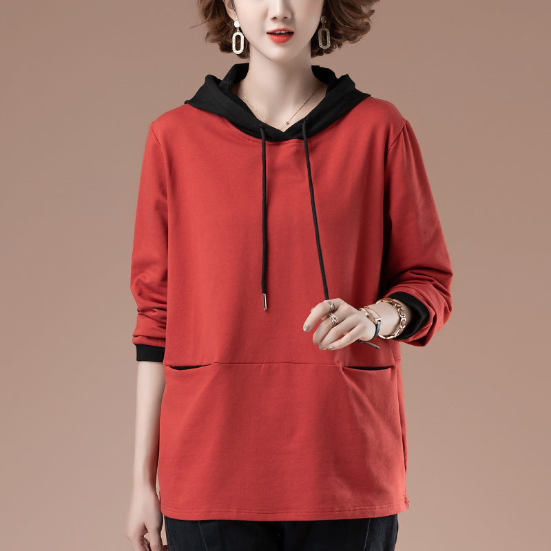 Plus Size Women’s Hooded Cotton Loose Casual Top