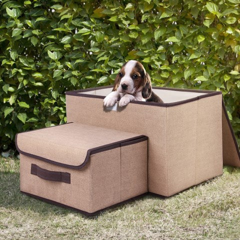 2-Piece Cotton Linen Storage Boxes – Buckle & Foldable