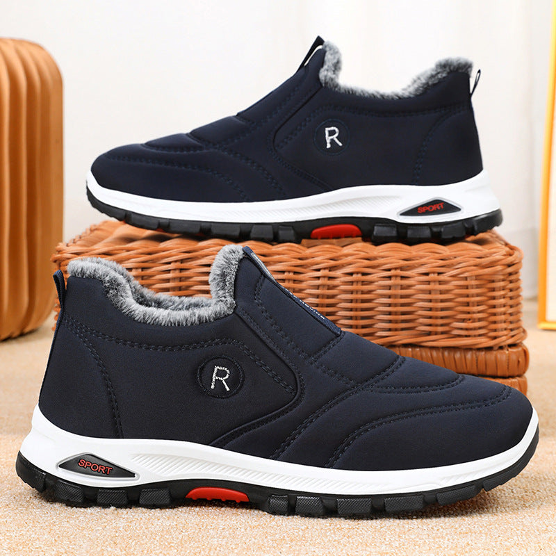 STOCK-Men’s Thickened Cotton Boots – Warm Velvet Snow Shoes