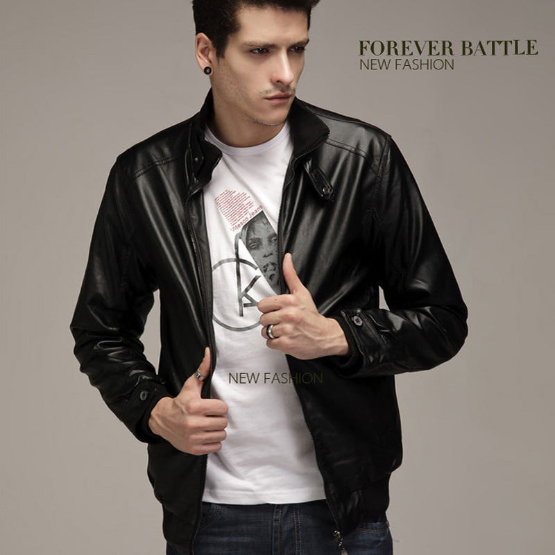 Men’s Motorcycle Leather Jacket | Spring Autumn Casual Baseball