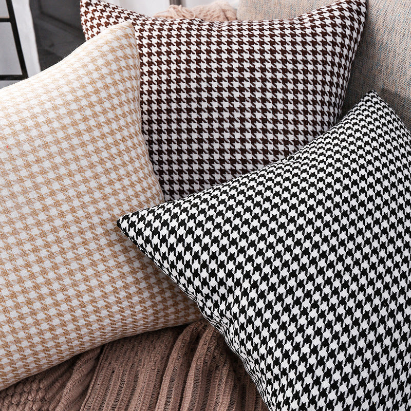 Houndstooth Linen Pillow – Ins Style Sofa & Bed Cushion