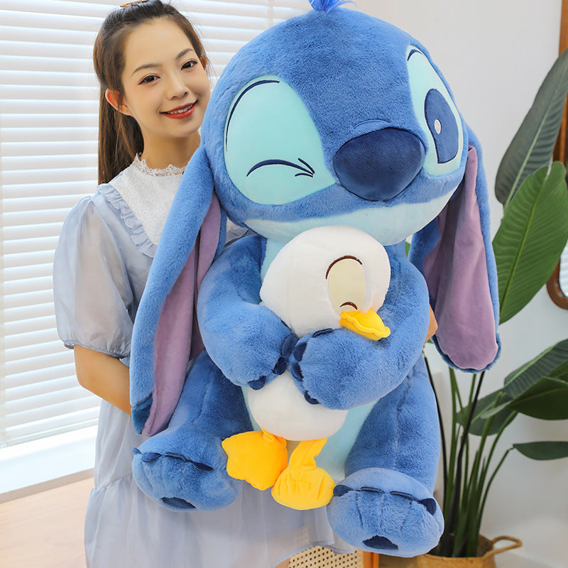 Stitch Hug Duck Plush Toy Large Cute Doll for Kids Gift Fun!