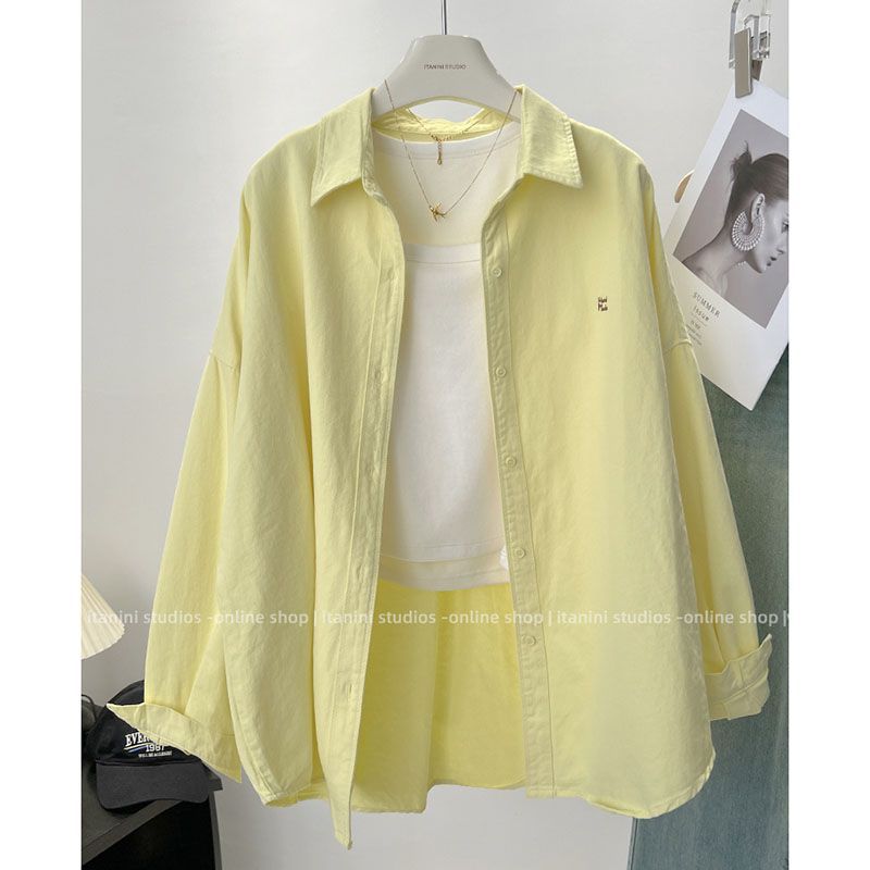 Embroidered Loose Slim Long-Sleeve Shirt