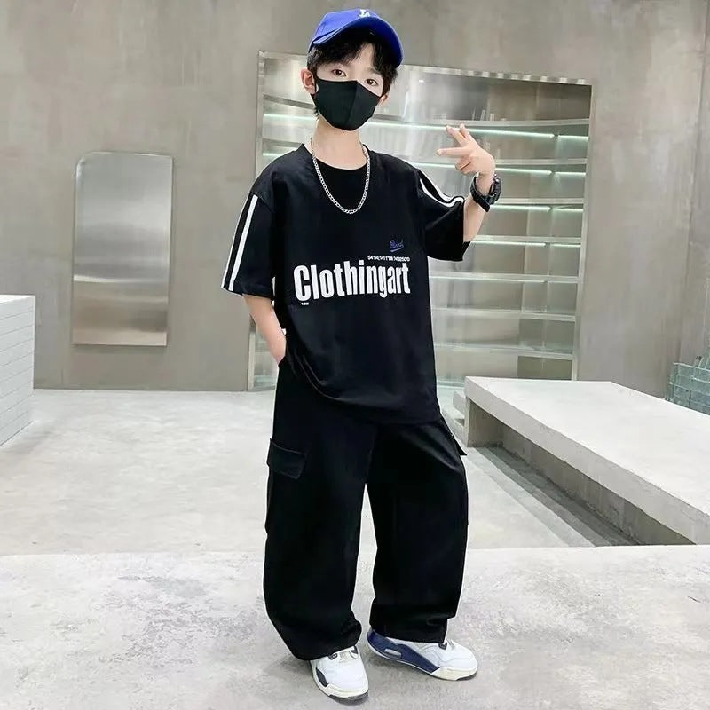 Boys’ Summer 2025 Trendy Short-Sleeve Sports Set – Summer Kids Fashion Nepal | Tudoholic
