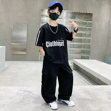 Boys’ Summer 2025 Trendy Short-Sleeve Sports Set – Summer Kids Fashion Nepal | Tudoholic