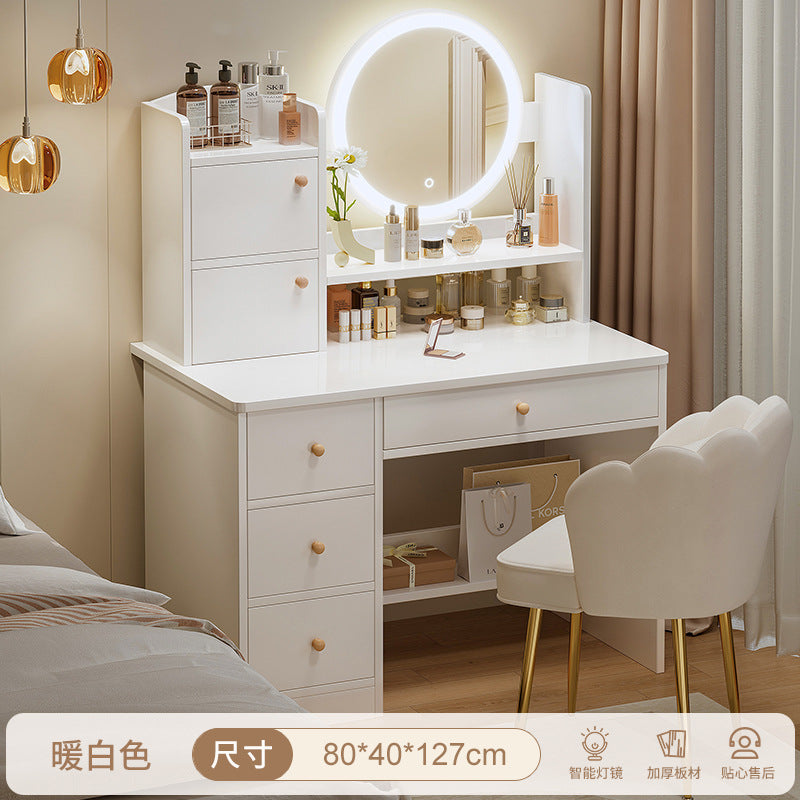 Modern Small Dressing Table with Integrated Makeup Cabinet