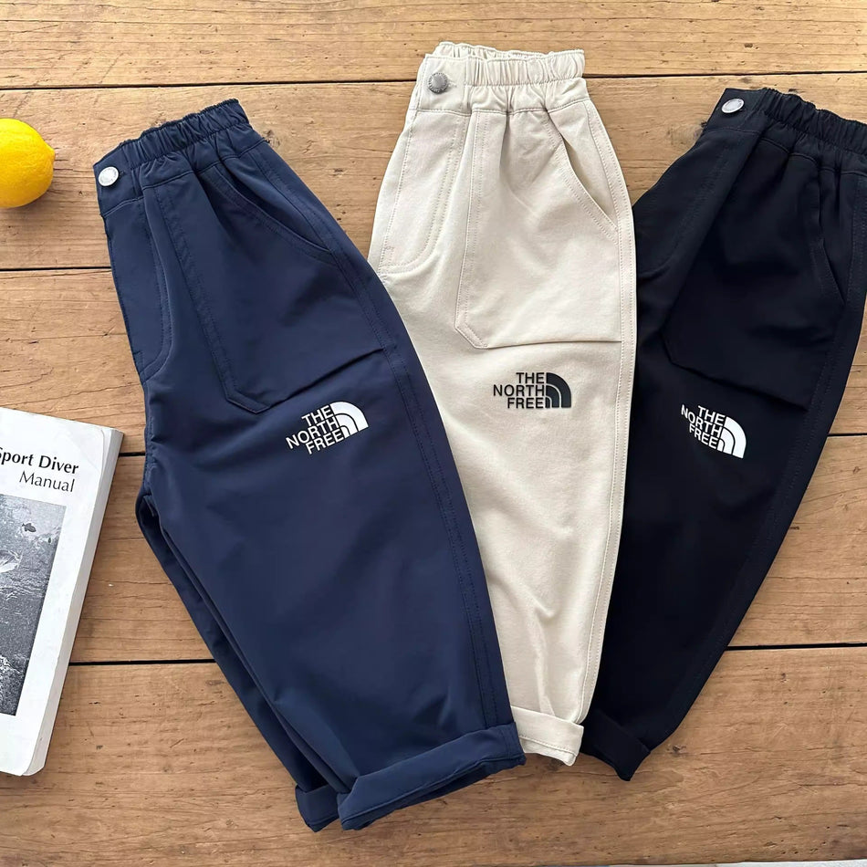 Boys’ Autumn Pocket Overalls with Japanese Letter Design