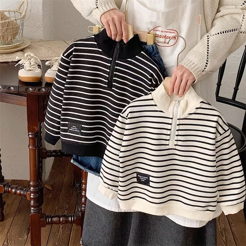 Kids’ Spring 2025 Striped Zipper Pullover