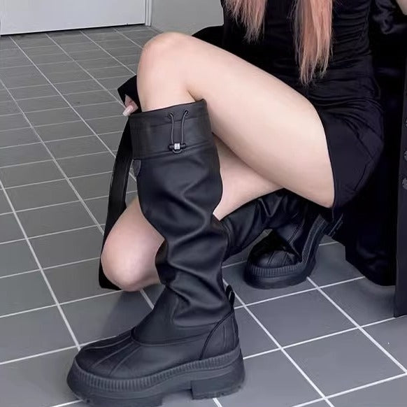 Slim-Fit Long Leather Trouser Boots