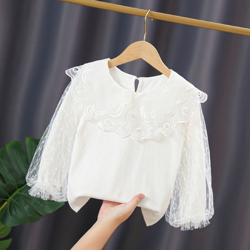 Girls’ White Lace Collar Top