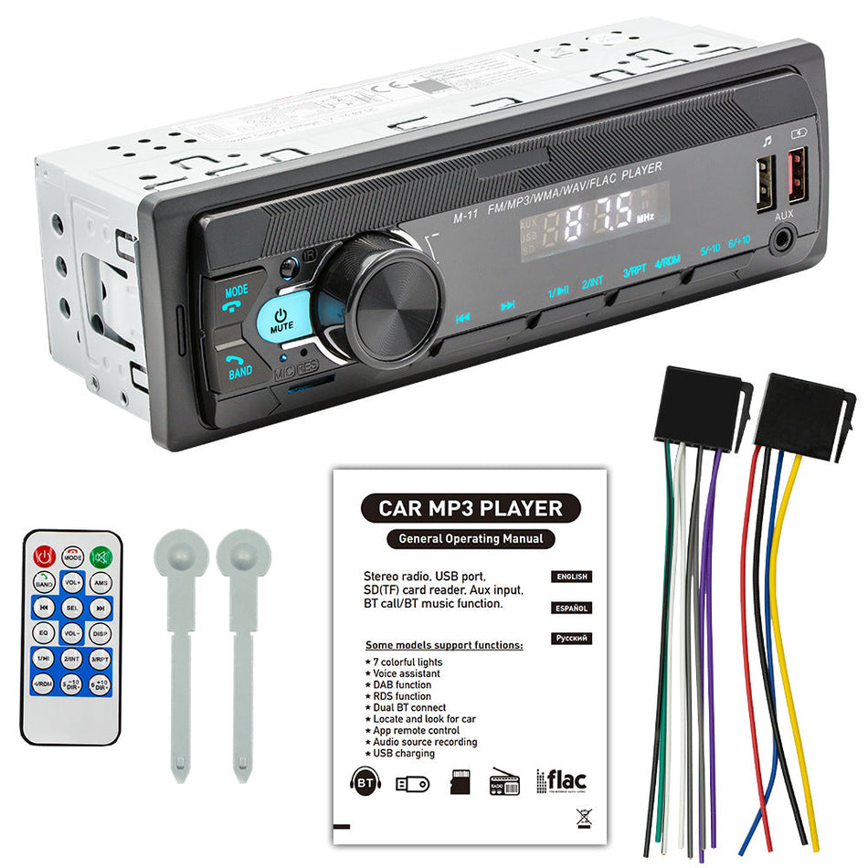 12V Bluetooth MP3 Car Player – FM Radio with Colorful Lights