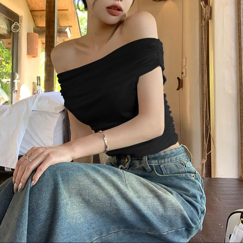 INSTOCK-Off-Shoulder Sexy One-Shoulder T-Shirt