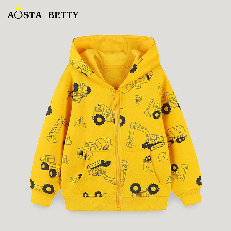 Boys' Hooded Cartoon Zipper Coat Autumn 2025