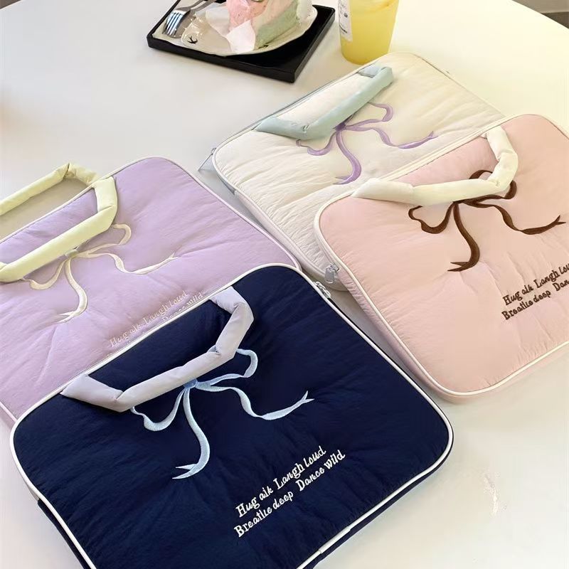 South Korea INS Cute Embroidered Bow iPad & Laptop Storage Bag