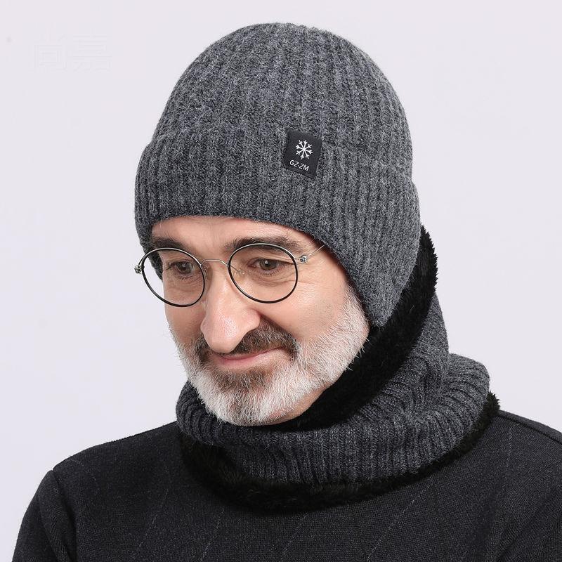 Men’s Winter Knitted Wool Hat with Ear Protection for Seniors