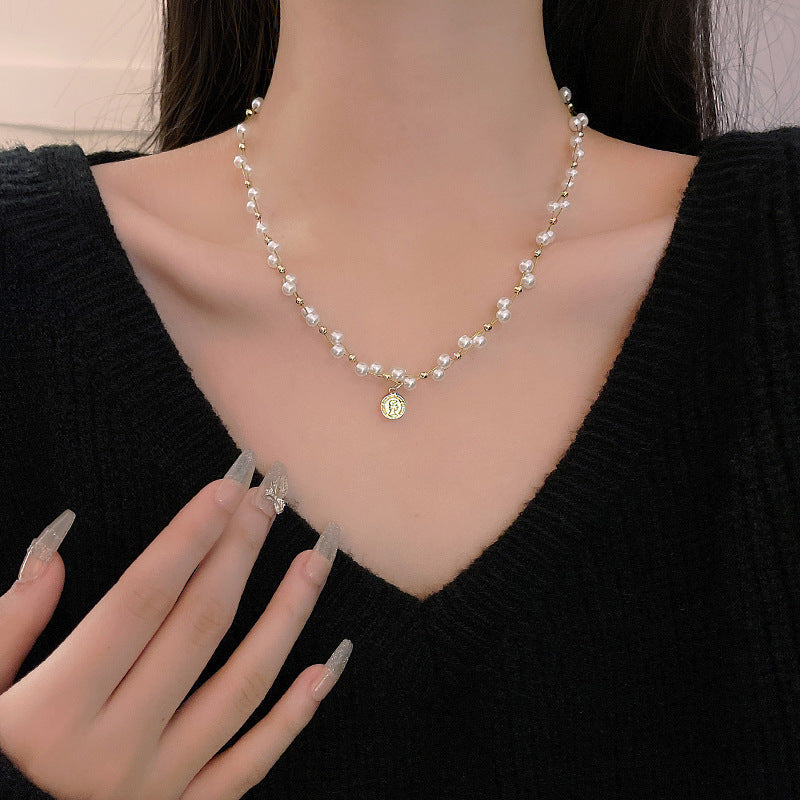 Pearl Beaded Clavicle Necklace Ins Style Hot Girl
