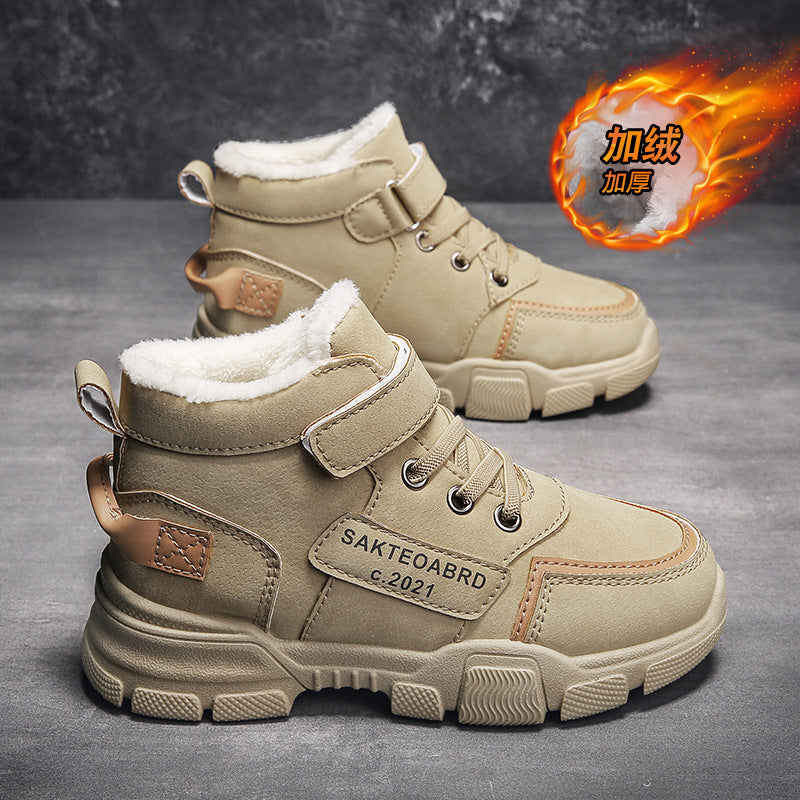 STOCK-Girls’ Velvet Snow Boots – Warm Winter Cotton Shoes