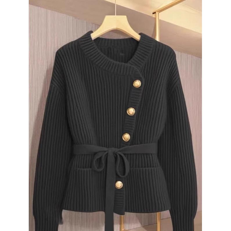 Irregular Thickened Black Sweater Jacket