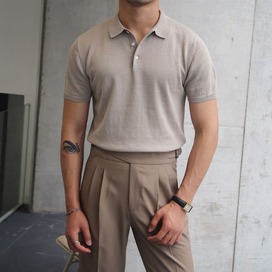 STOCK-Summer Thin men's slim casual Polo T-shirt