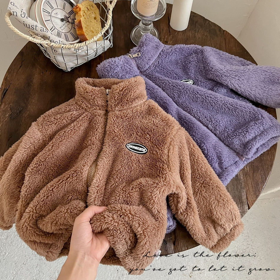STOCK-Children’s Coral Fleece Jacket – Warm Flannel Zip Coat