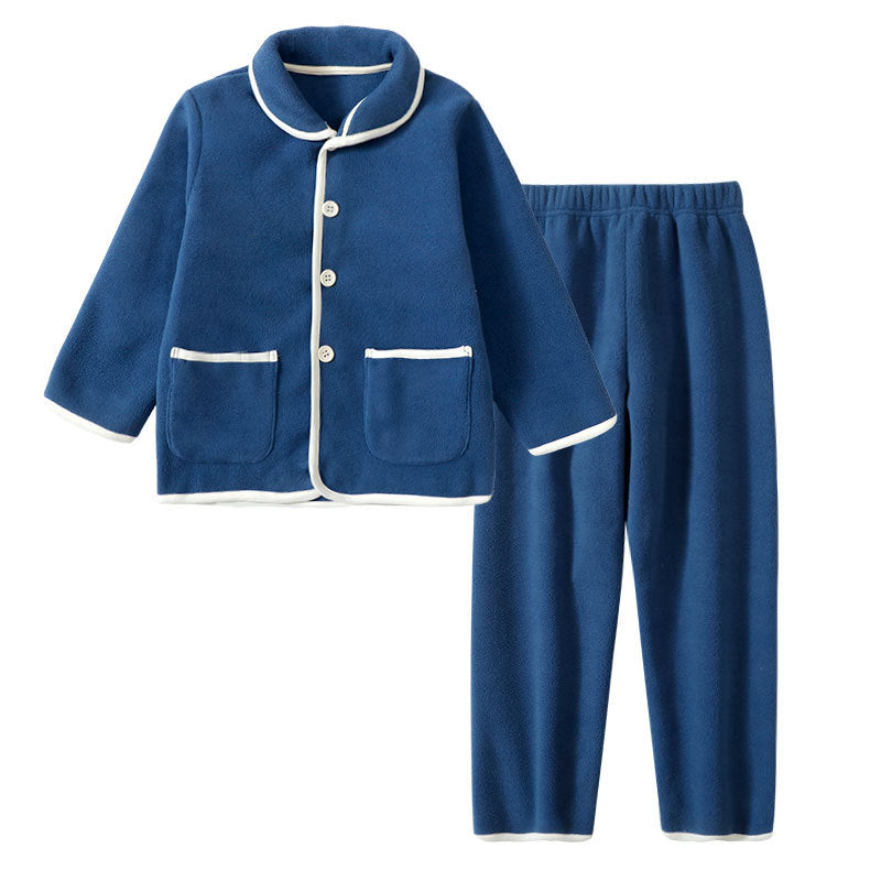 Children's Polar Fleece Pajamas Set Autumn Winter Korean Style