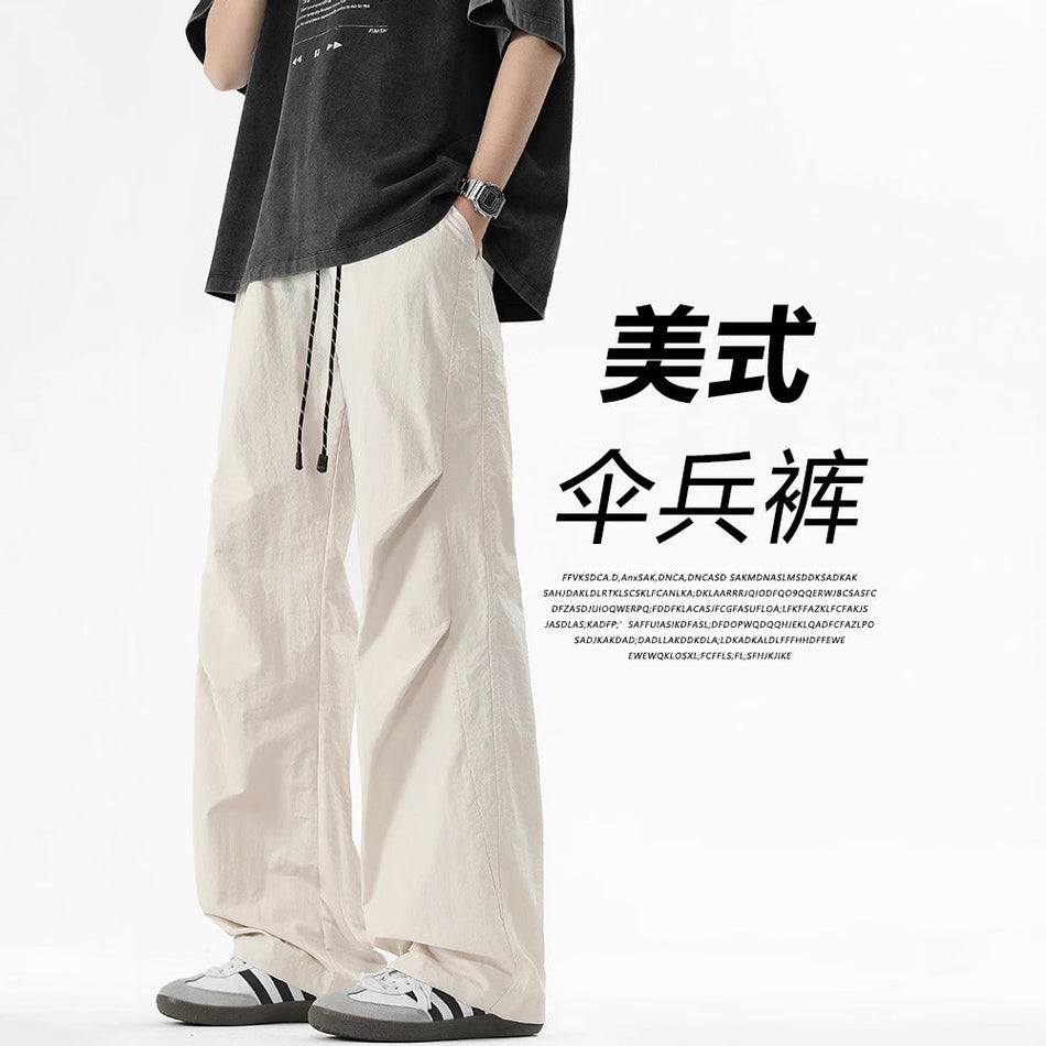 Men’s American Cargo Pants – 2025 Loose Wide-Leg Streetwear