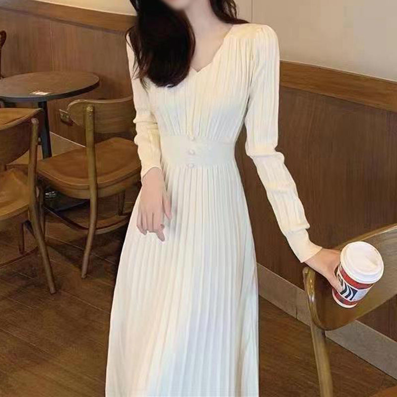 Women’s Korean-Style V-Neck Knit Dress Set