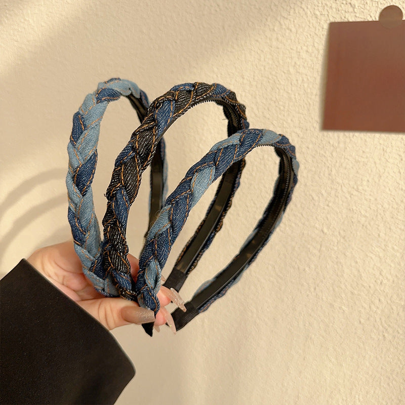 Denim Twist Braid Headband – Trendy Retro Look