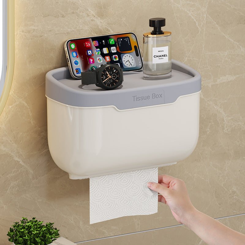 Punch-Free Wall-Mounted Toilet Tissue Box & Holder