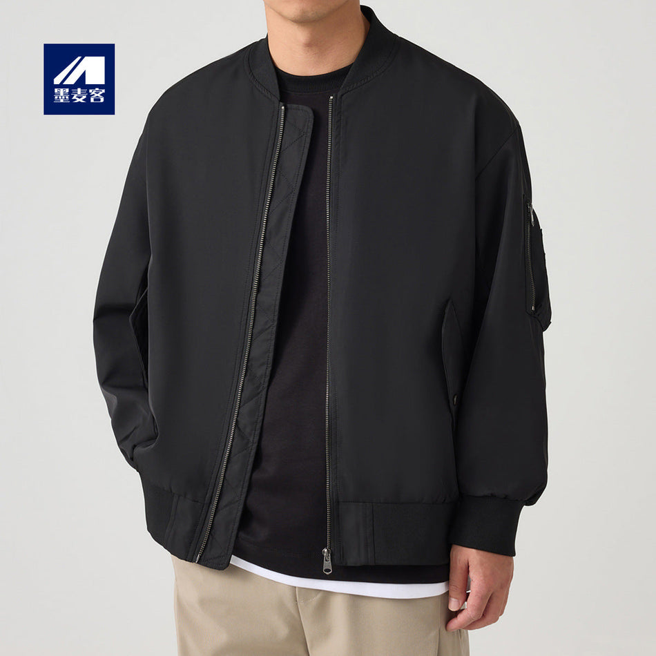 Momeike Loose Baseball Collar Pilot Jacket Men Outdoor
