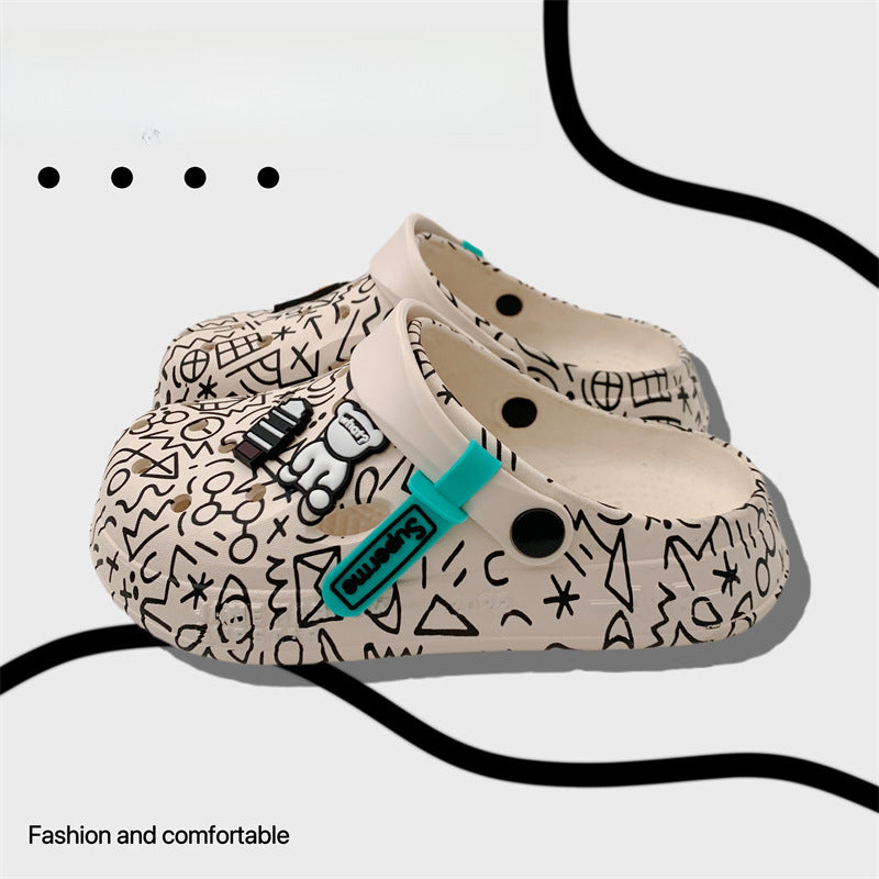 Men’s 2024 Baotou Hole Shoes | Thick Sole Beach Slippers