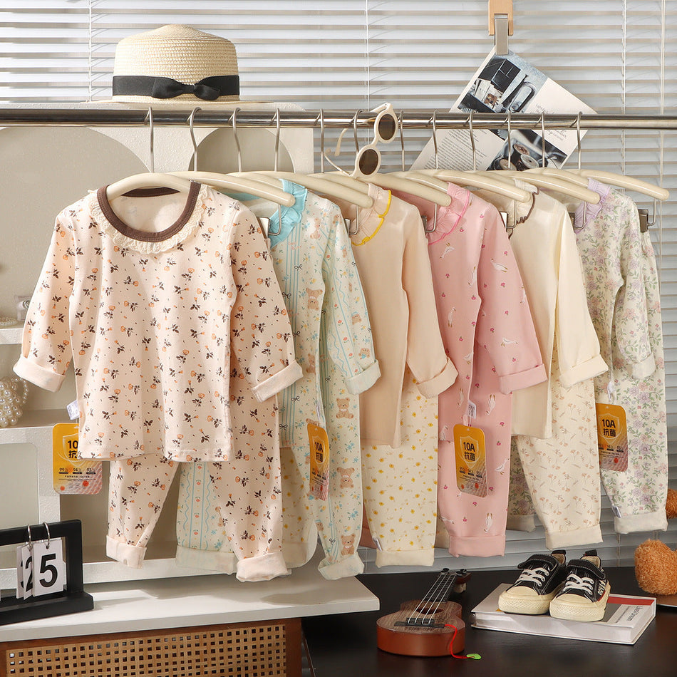 Children’s Cotton Cartoon Pajama Set Autumn Home Wear