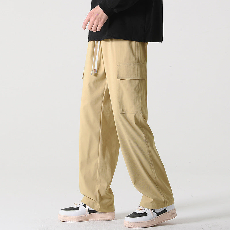 Men's Wide-Leg Workwear Pants – Loose Multi-Pocket Fit