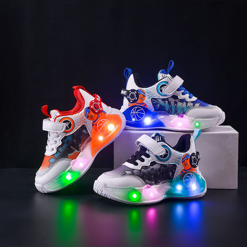 Boys LED Mesh Basketball Sports Shoes for Spring Fall Kids
