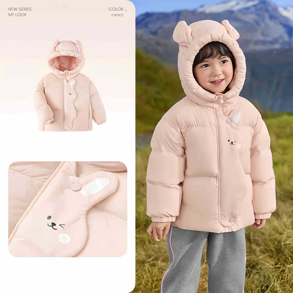 STOCK-Kids Hooded Down Jacket – Cute Baby Winter Coat