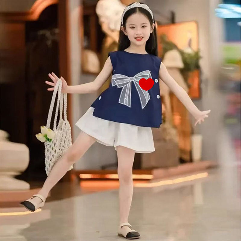 Girls Korean Bow Vest Shorts Summer Set – Baby & Children's Outfits – Image 6