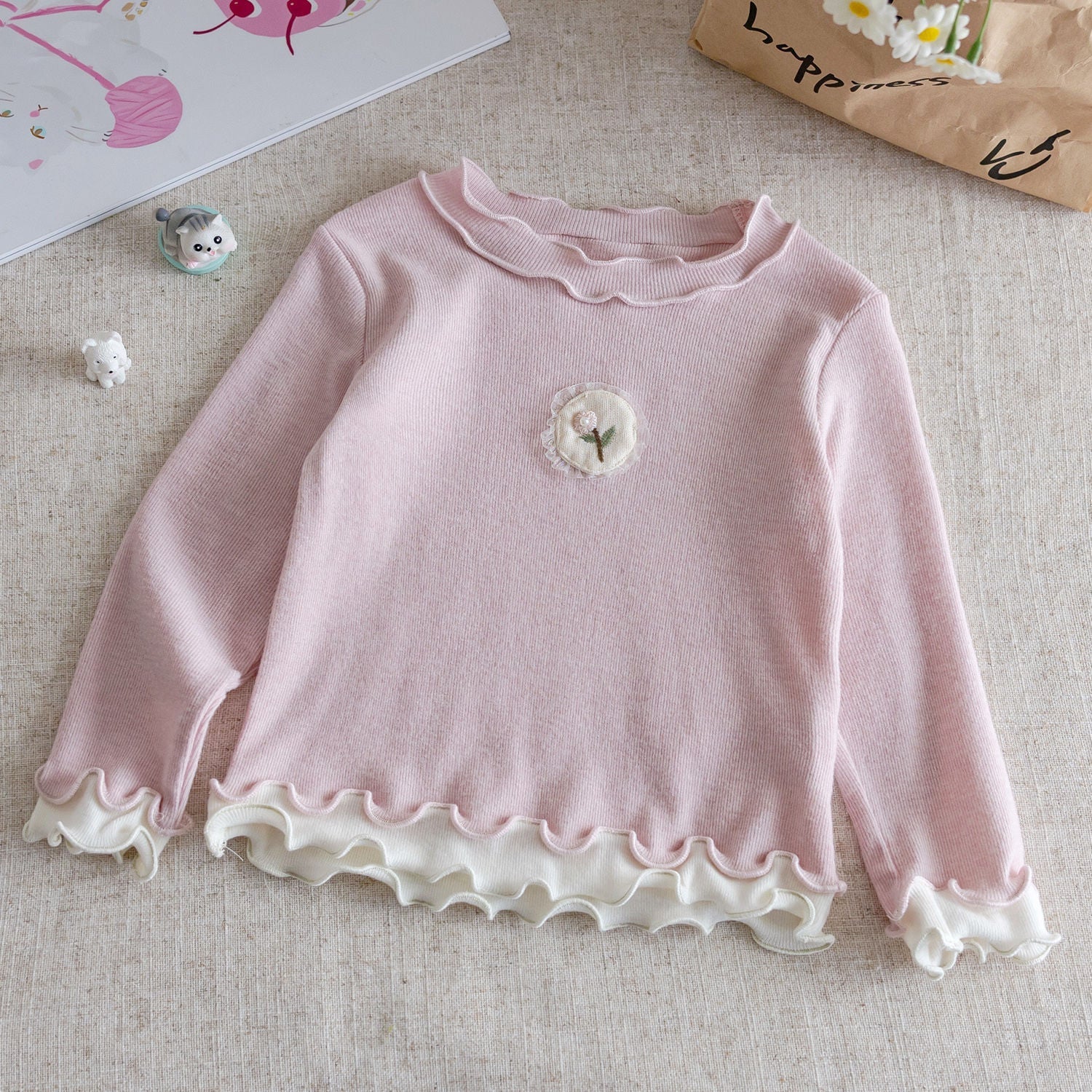 Girls Cotton Lace Long Sleeve Top – Spring Casual Wear – T-Shirts – Image 6