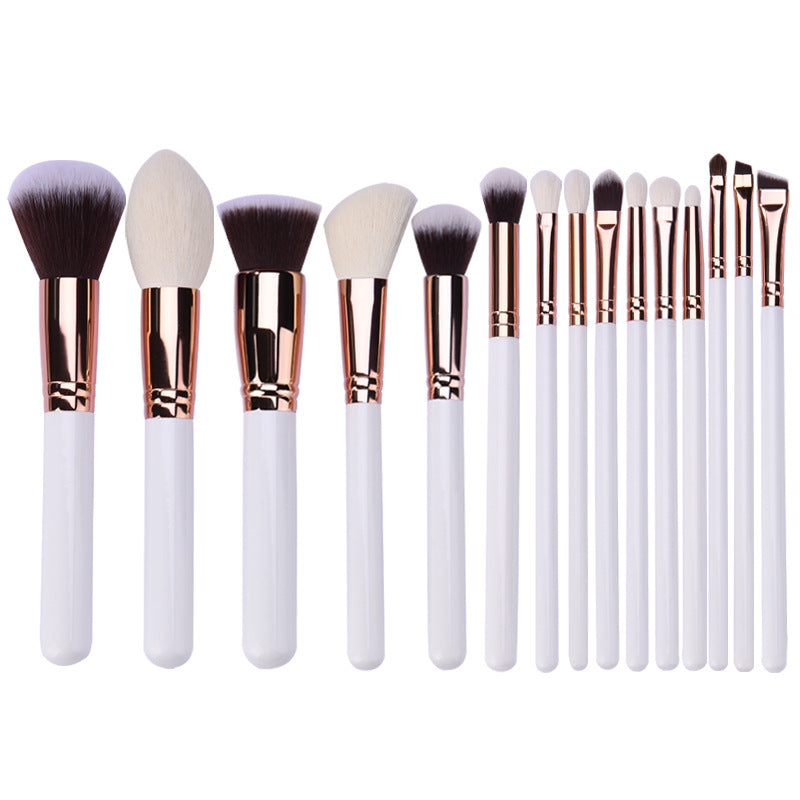 15-Piece Animal Hair Makeup Brush Set – Eye & Face Tools