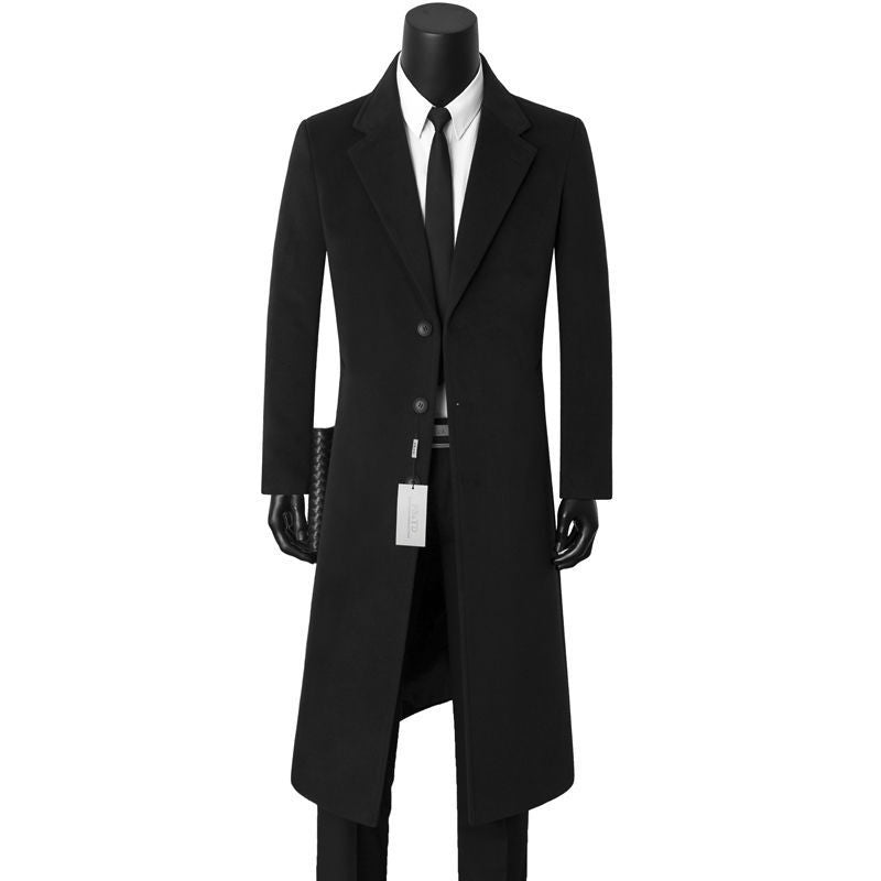 Men’s Mid-Length Wool Trench Coat | Business Casual Winter Coat