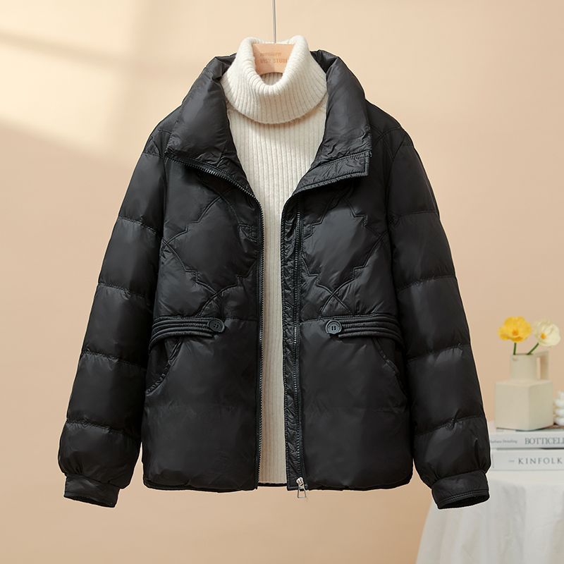 Short Stand Collar Cotton Jacket for Women