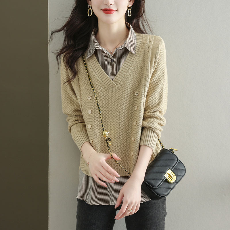 Women’s Fake Two-Piece Sweater Shirt
