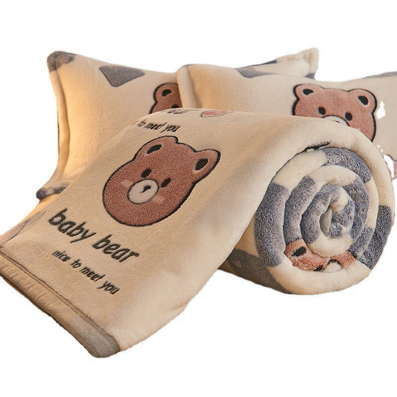 Cartoon Coral Fleece Flannel Blanket – Soft Sofa Nap