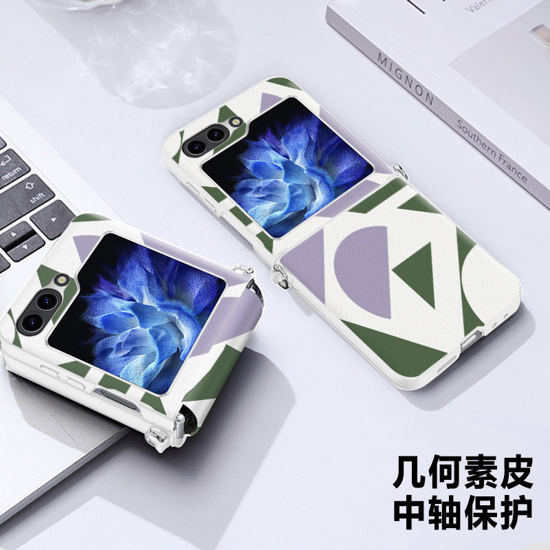 Samsung Z Flip6 Leather Case – Geometric Texture & Protection