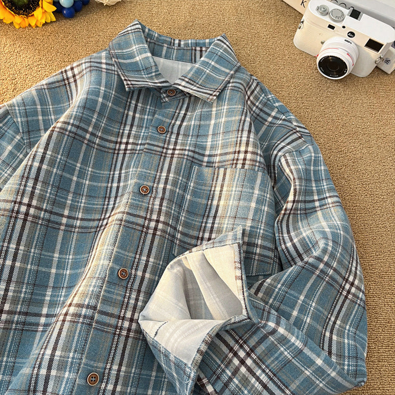 Japanese Retro Plaid Overshirt Men’s Spring Jacket