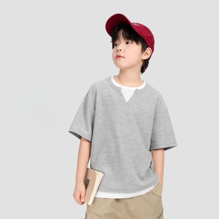 Boys’ Waffle T-Shirt 2026 – Fake Two-Piece Half Sleeve – Kids Fashion Nepal | Tudoholic