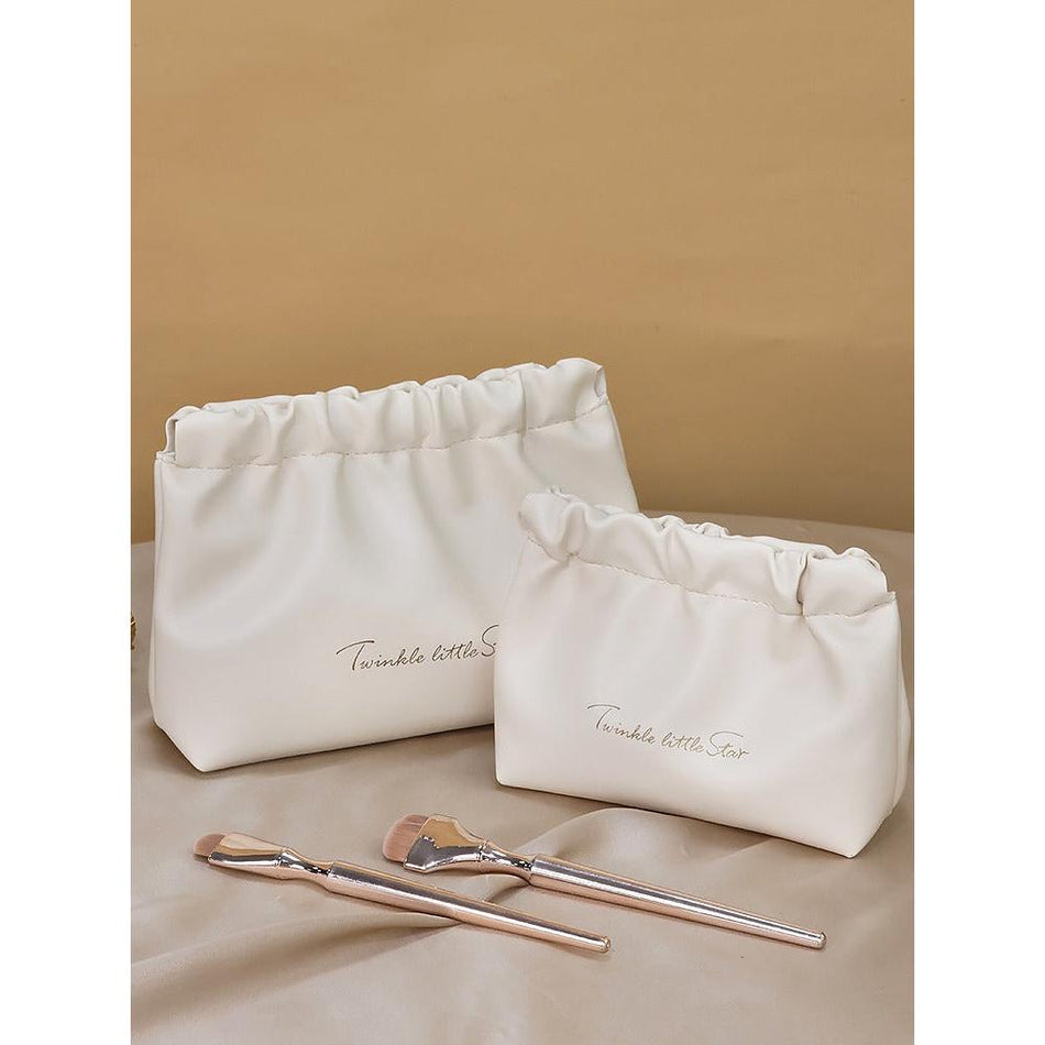 Pleated PU Travel Cosmetic Lipstick Bag