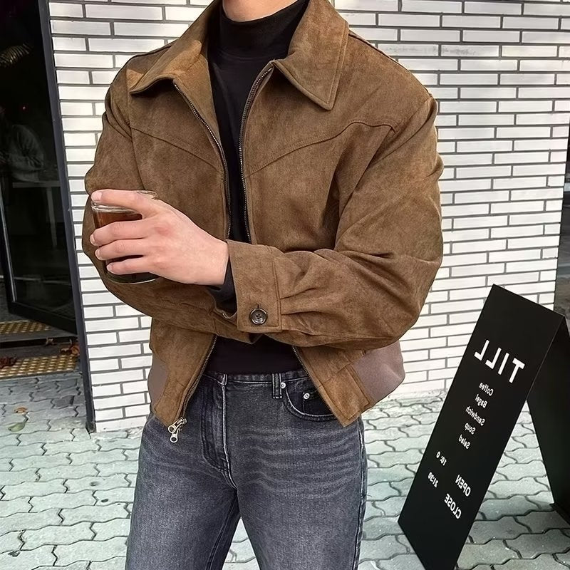 Vintage Short Lapel Men’s Jacket – Fashionable Spring Style