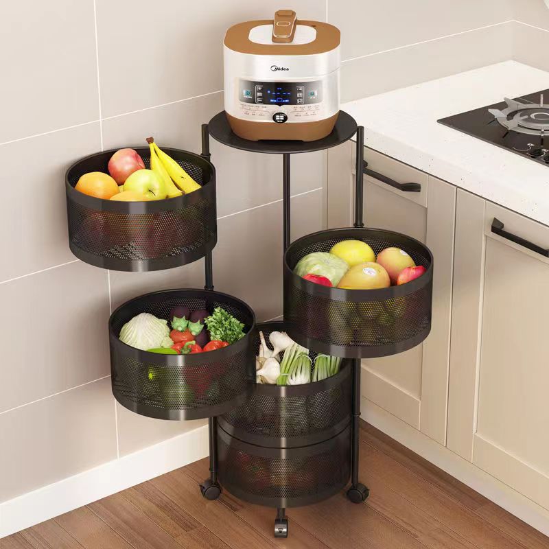 Rotatable Multi-Layer Floor Kitchen & Vegetable Rack
