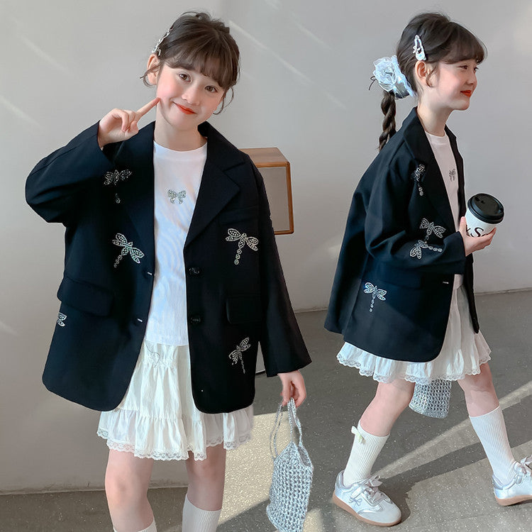 Girls Suit Jacket Spring Autumn Western Style Outfit